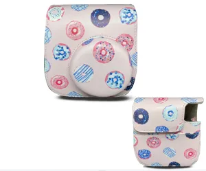 Case for Fujifilm Instax Mini 11/12 Case PU Leather Instant Camera Cover with Adjustable Strap - Rings