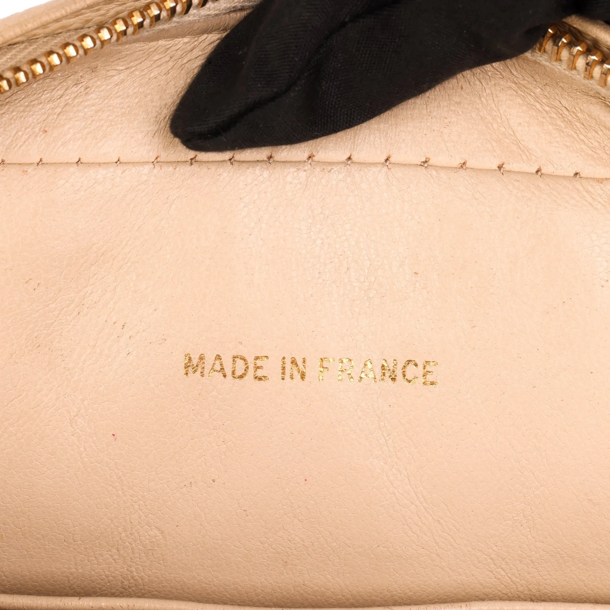 Chanel Beige Quilted Caviar Leather Vintage Small Classic Camera Bag