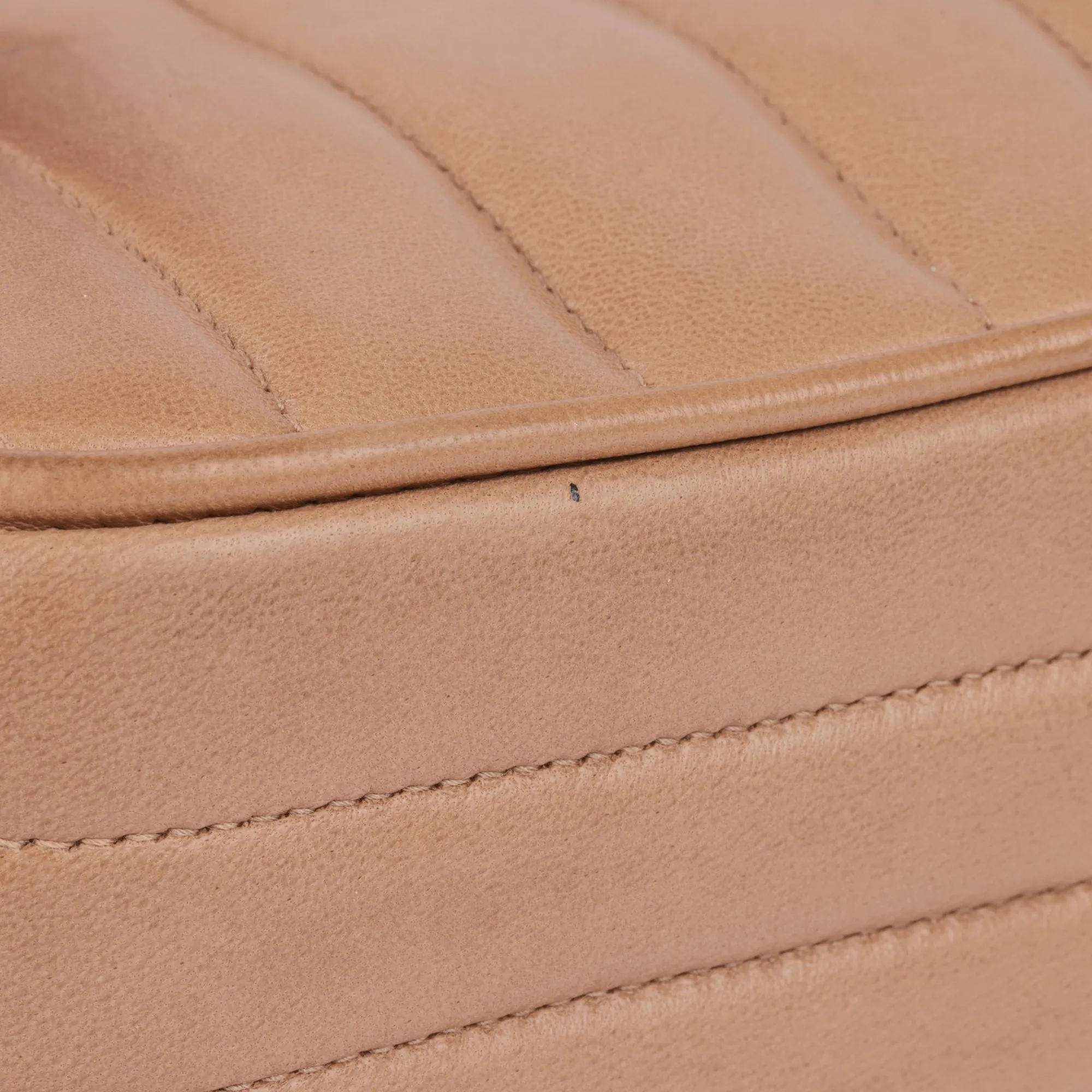 Chanel Beige Vertical Quilted Lambskin Vintage Small Classic Camera Bag