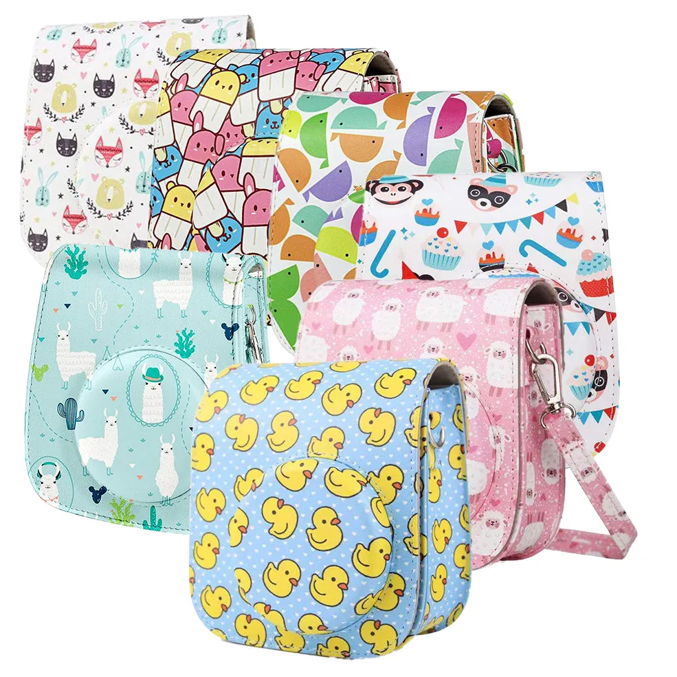 [CLEARANCE] Pikxi BMP11 Fujifilm Instax Mini 11 PU Leather Camera Case Bag Shoulder Bag Protector Cover Case (Colorful Animal Designs)