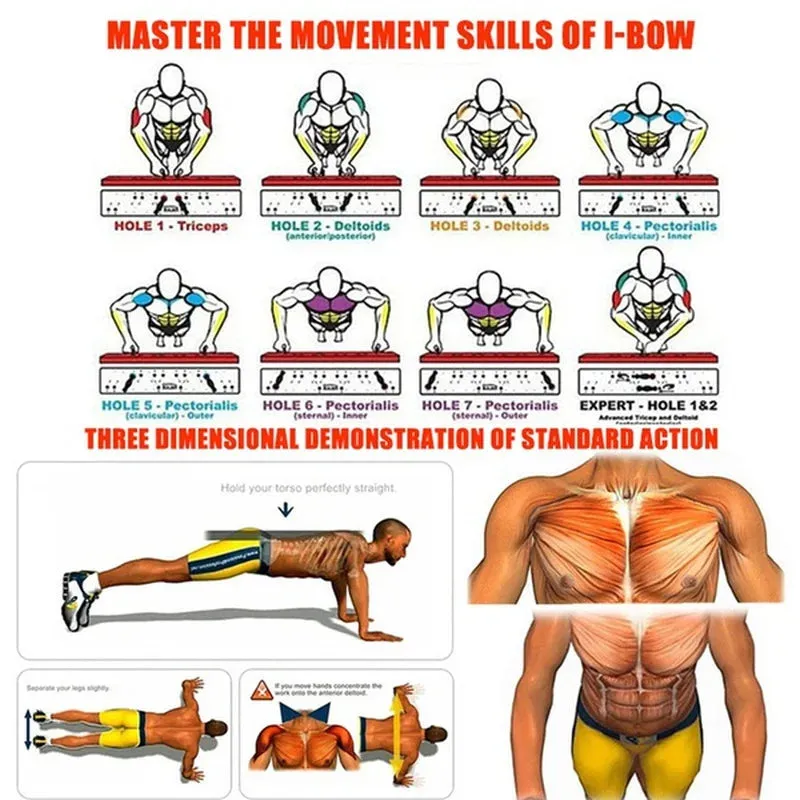 Color-Coded Push-Up Board for Targeted Upper Body Training
