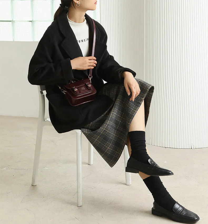 Cute Ladies Mini Black Leather Crossbody Side Bags For Women