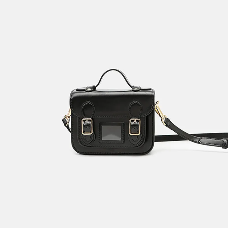 Cute Ladies Mini Black Leather Crossbody Side Bags For Women