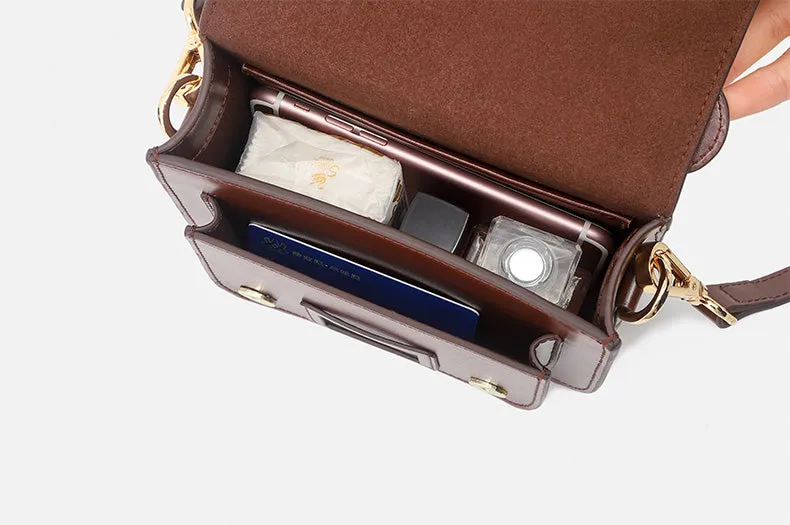 Cute Ladies Mini Black Leather Crossbody Side Bags For Women