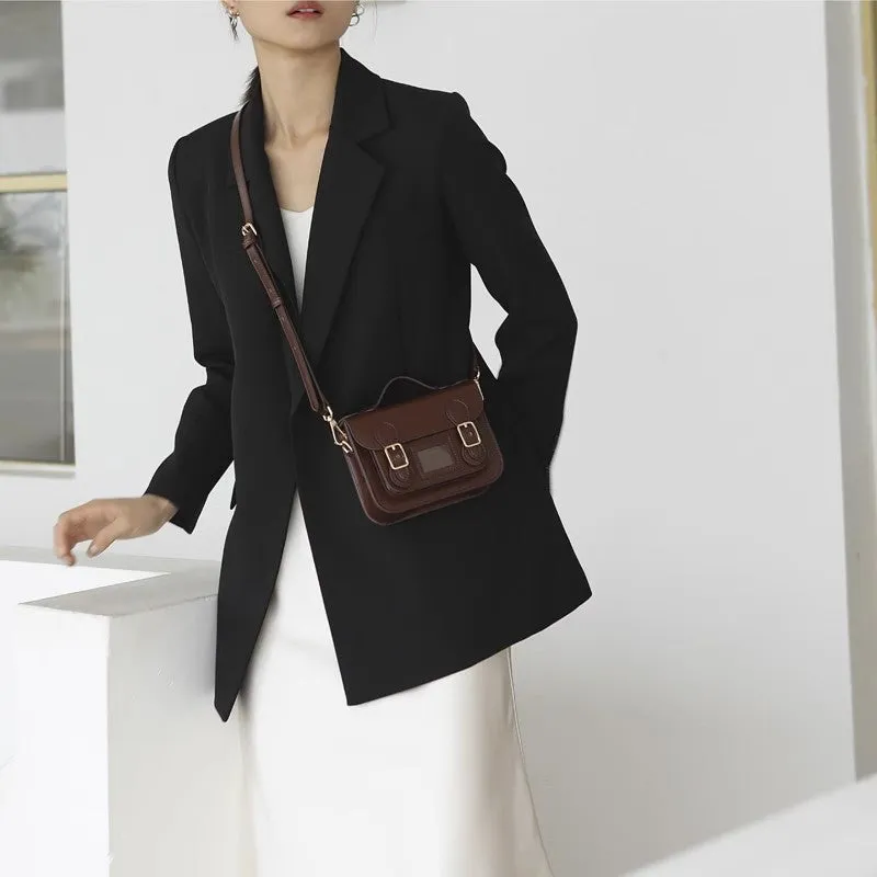 Cute Ladies Mini Black Leather Crossbody Side Bags For Women