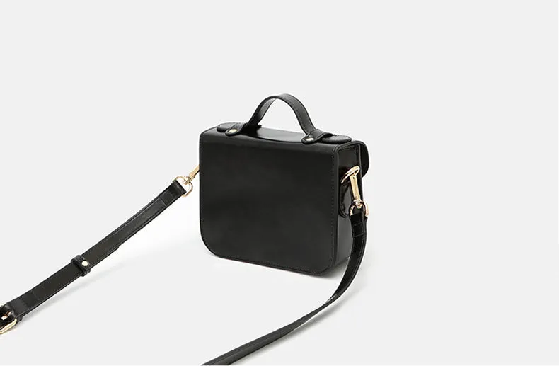 Cute Ladies Mini Black Leather Crossbody Side Bags For Women