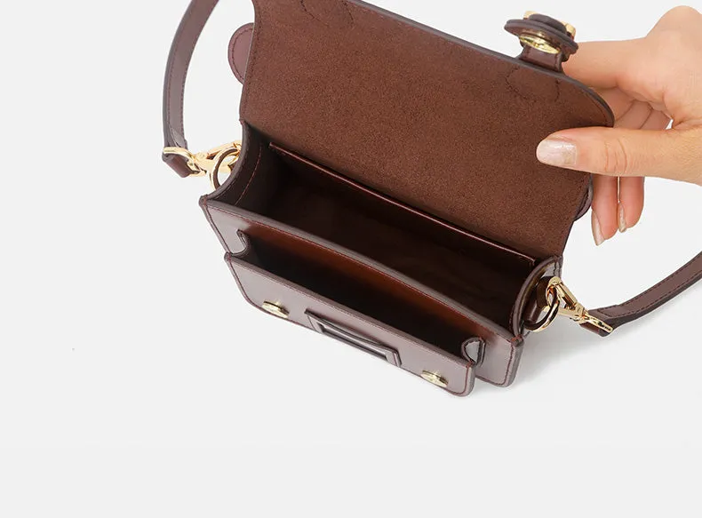 Cute Ladies Mini Black Leather Crossbody Side Bags For Women