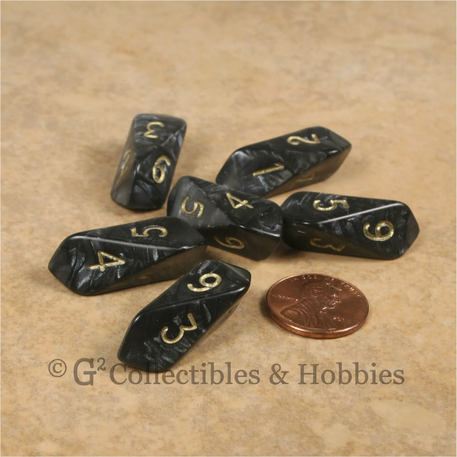 D6 Crystal Pearl Dice 6pc Set - Black