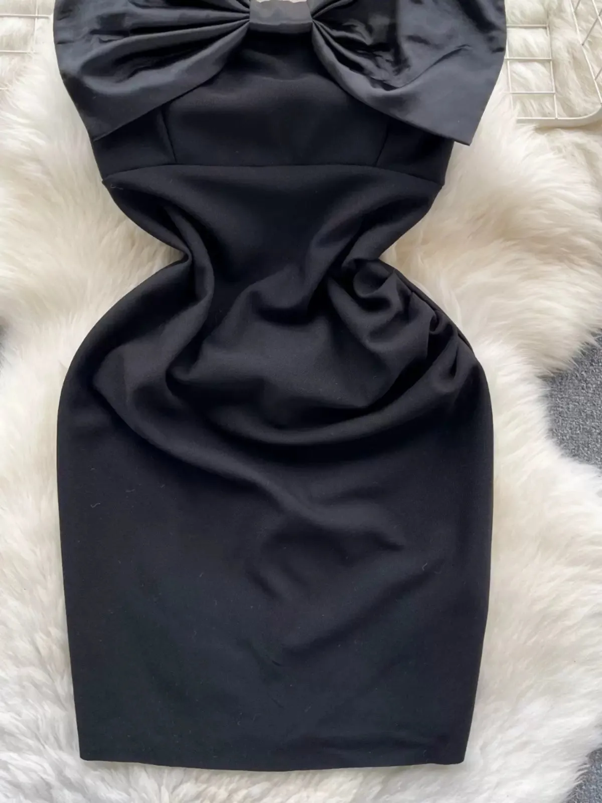 Dazzling Black Jewel Neckline Party Dress