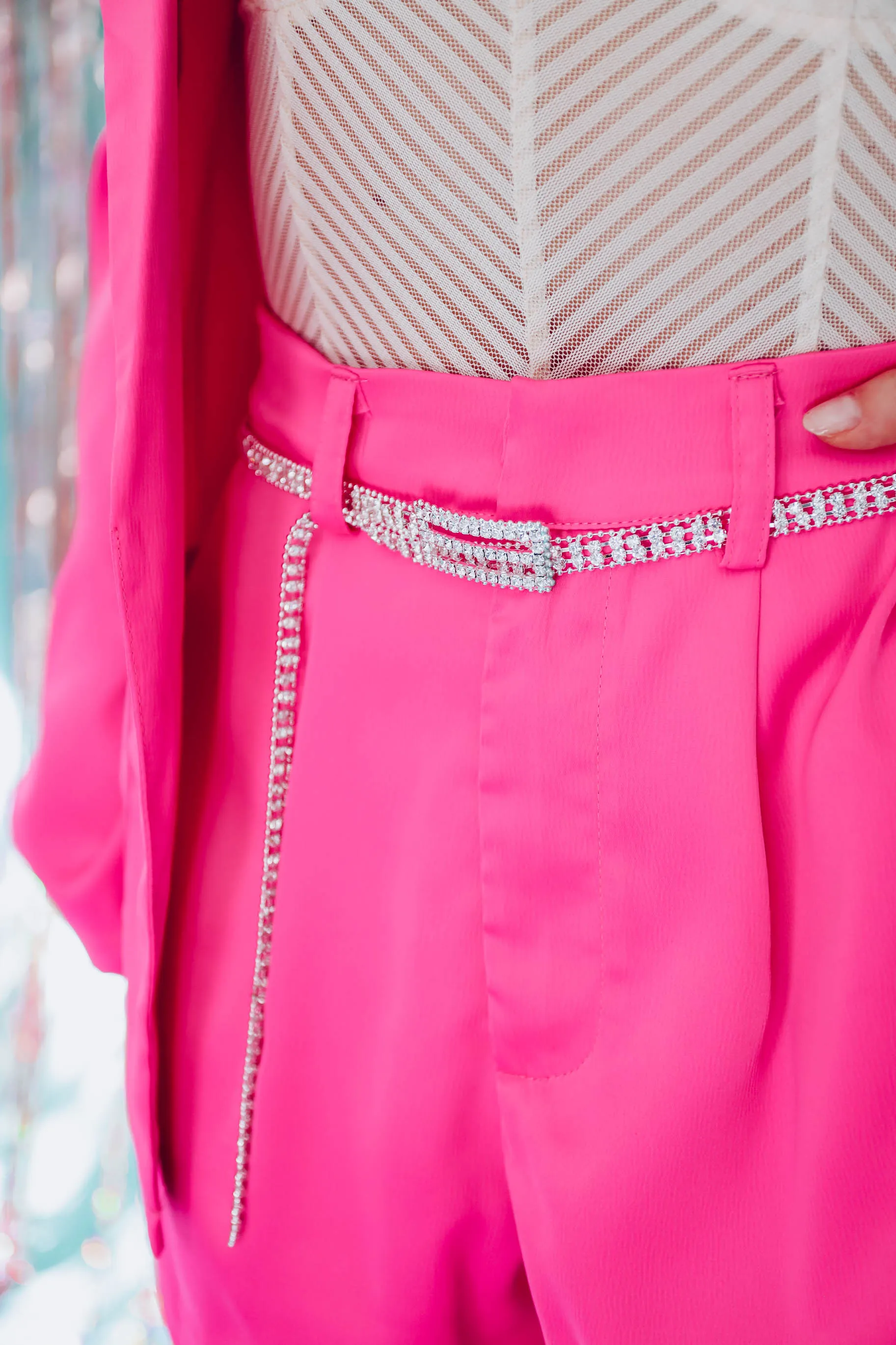 Dazzling Darling Rhinestone Belt - Silver/Clear
