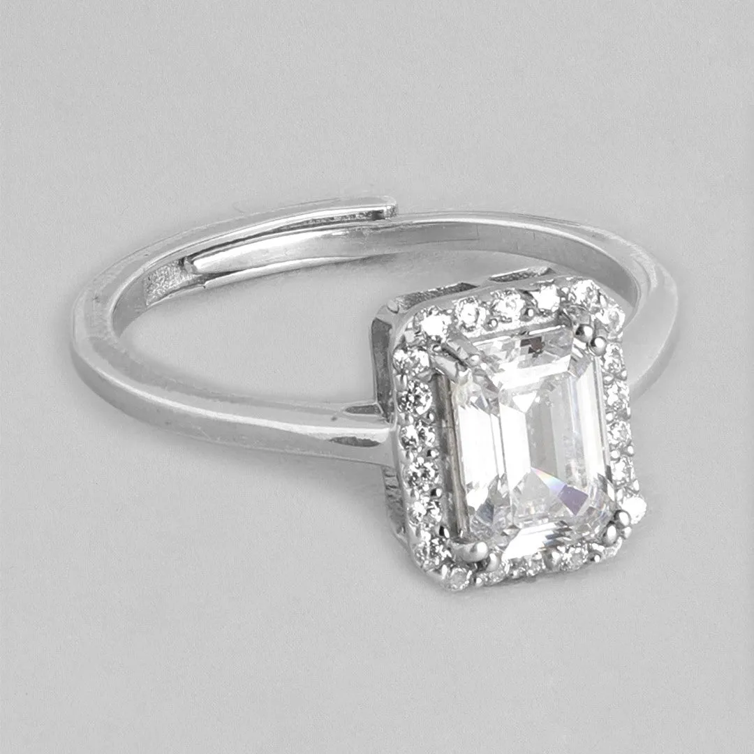 Dazzling Geometry CZ 925 Sterling Silver Ring (Adjustable)
