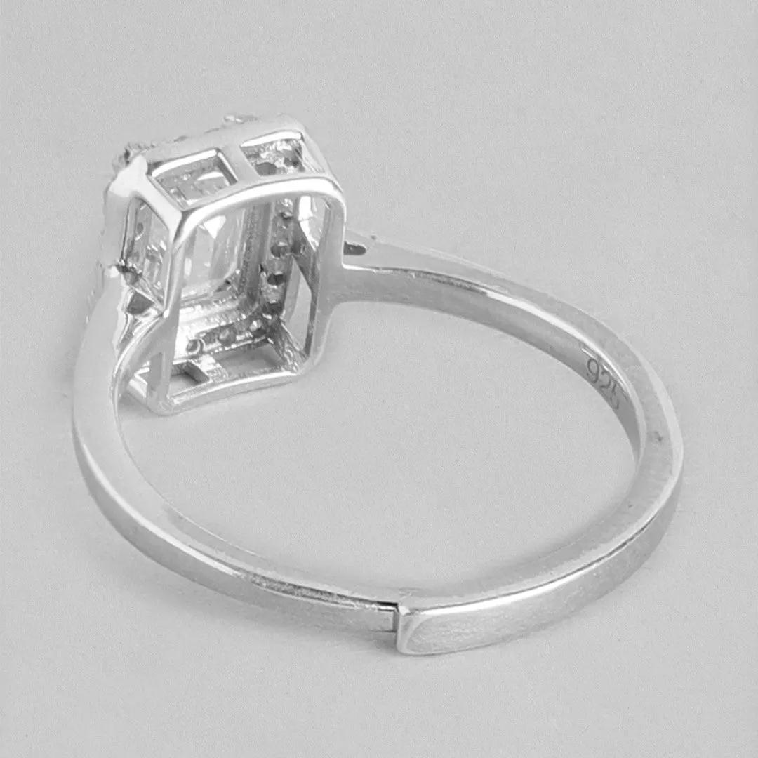 Dazzling Geometry CZ 925 Sterling Silver Ring (Adjustable)