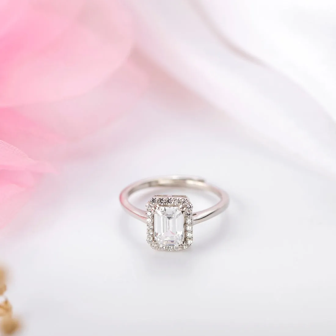 Dazzling Geometry CZ 925 Sterling Silver Ring (Adjustable)