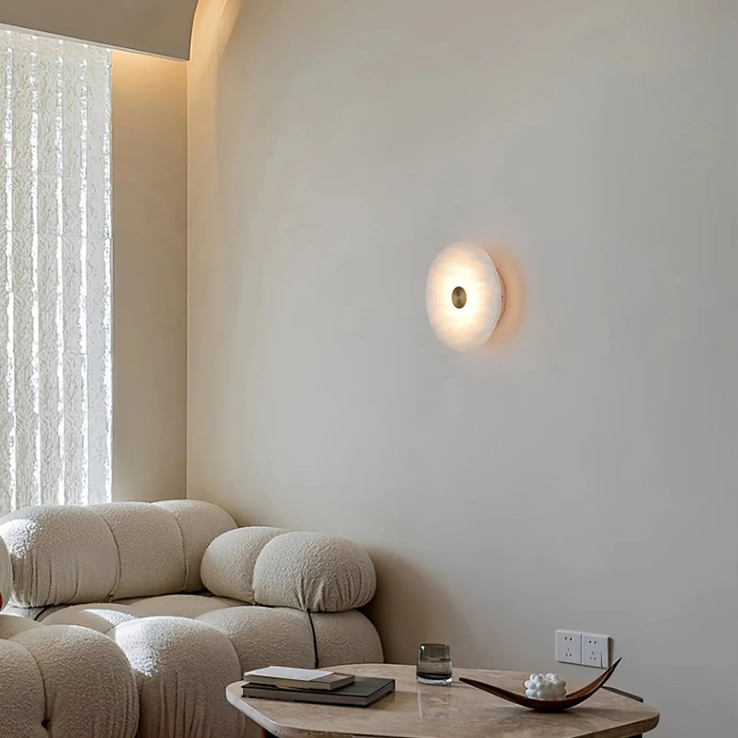 Disc Shaped Alabaster Wall Light