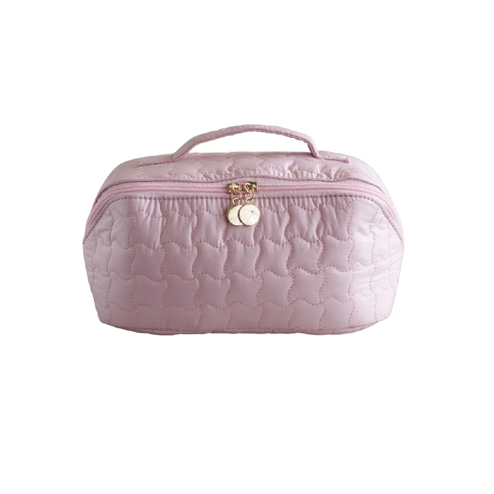 Embroidered Quilted Makeup Bag