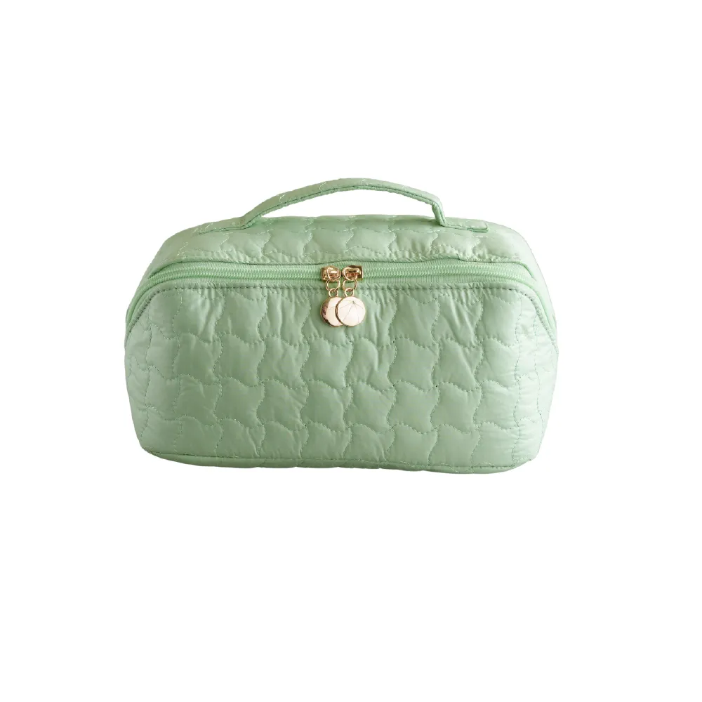 Embroidered Quilted Makeup Bag