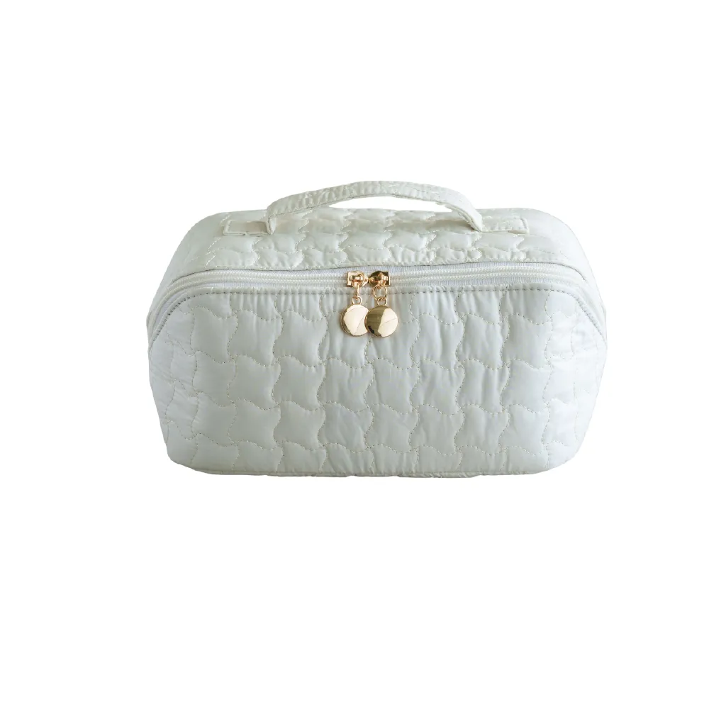 Embroidered Quilted Makeup Bag