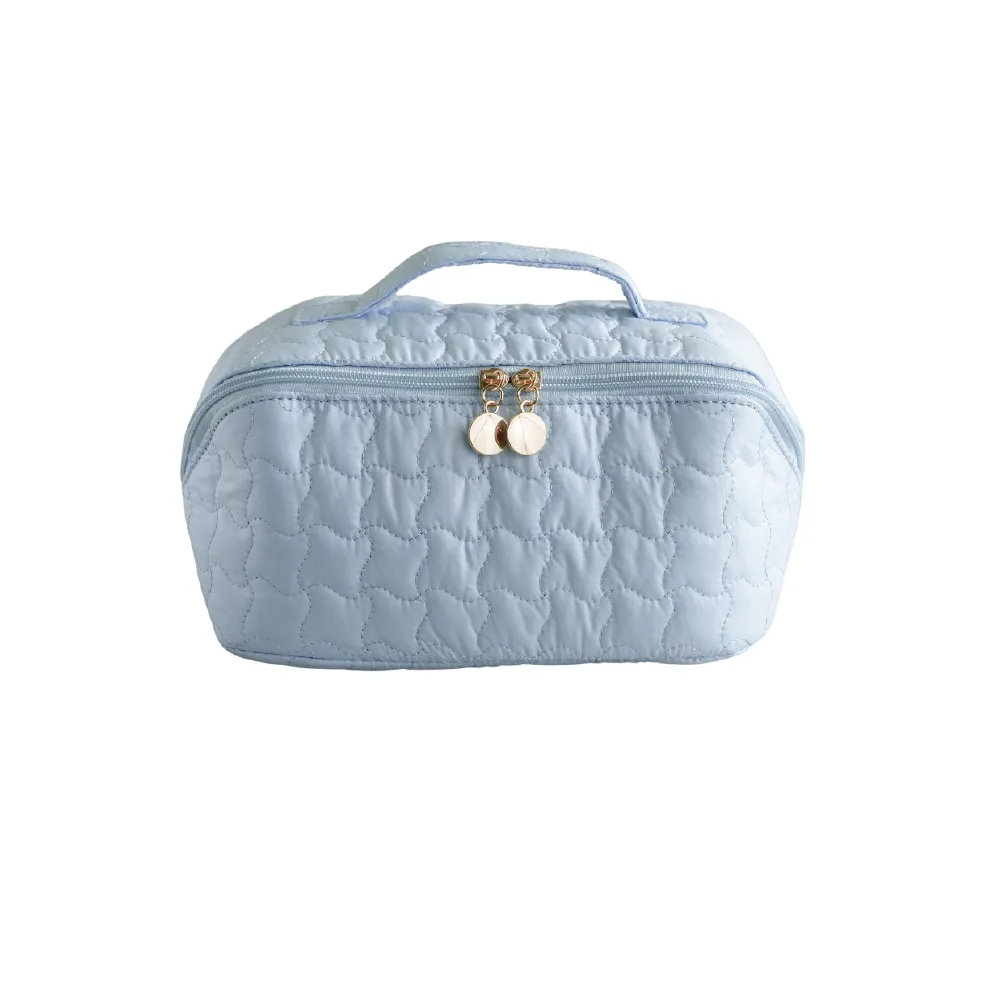 Embroidered Quilted Makeup Bag