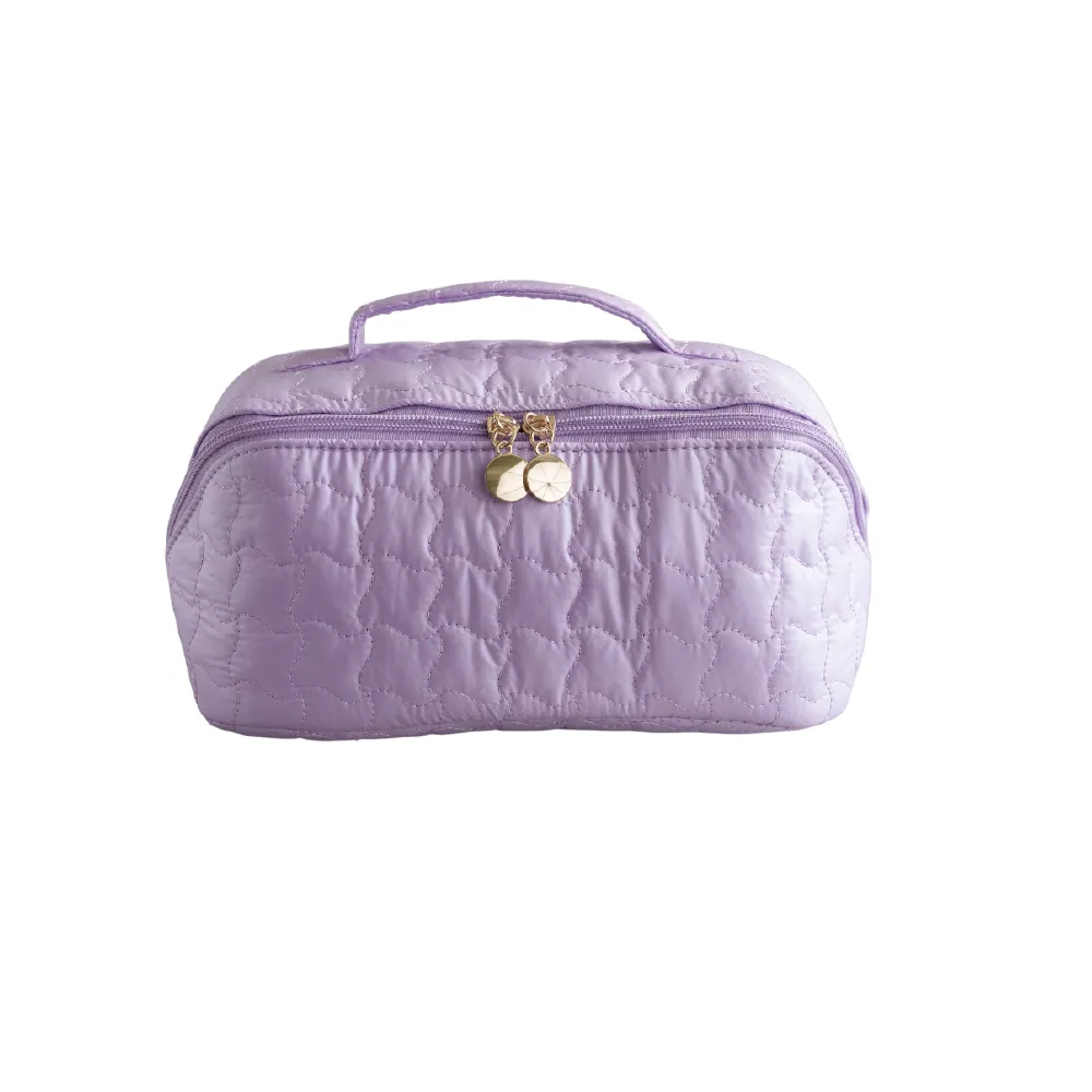 Embroidered Quilted Makeup Bag