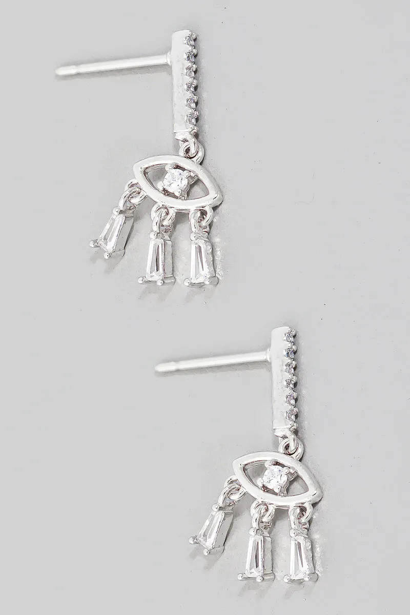 Evil Eye Small Rhinestone Earrings (Gold/Silver)