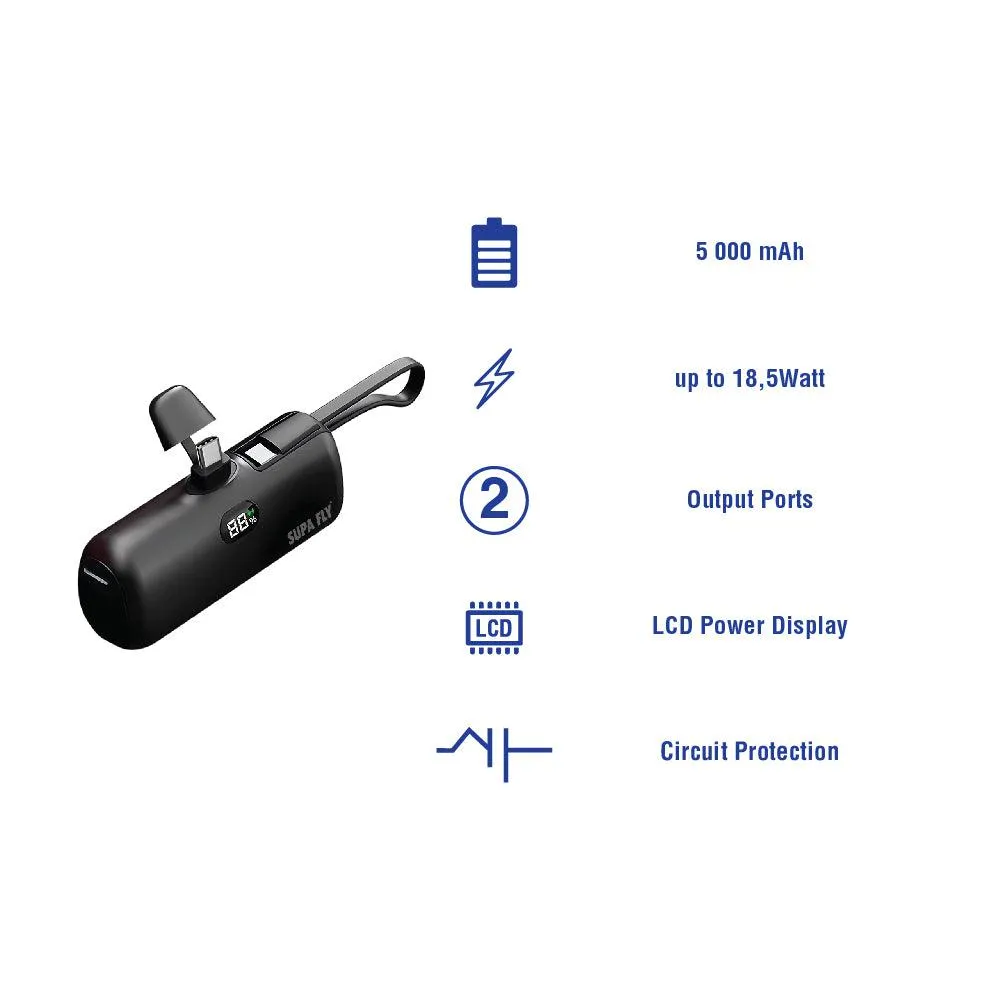 Fast-Charge Power Bank with Lightning Cable | Portable Charger for Smartphones  | Supa Fly
