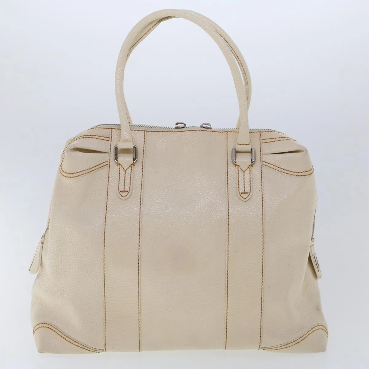 FENDI Hand Bag Boston Bag Leather 2Set Brown White  bs6797