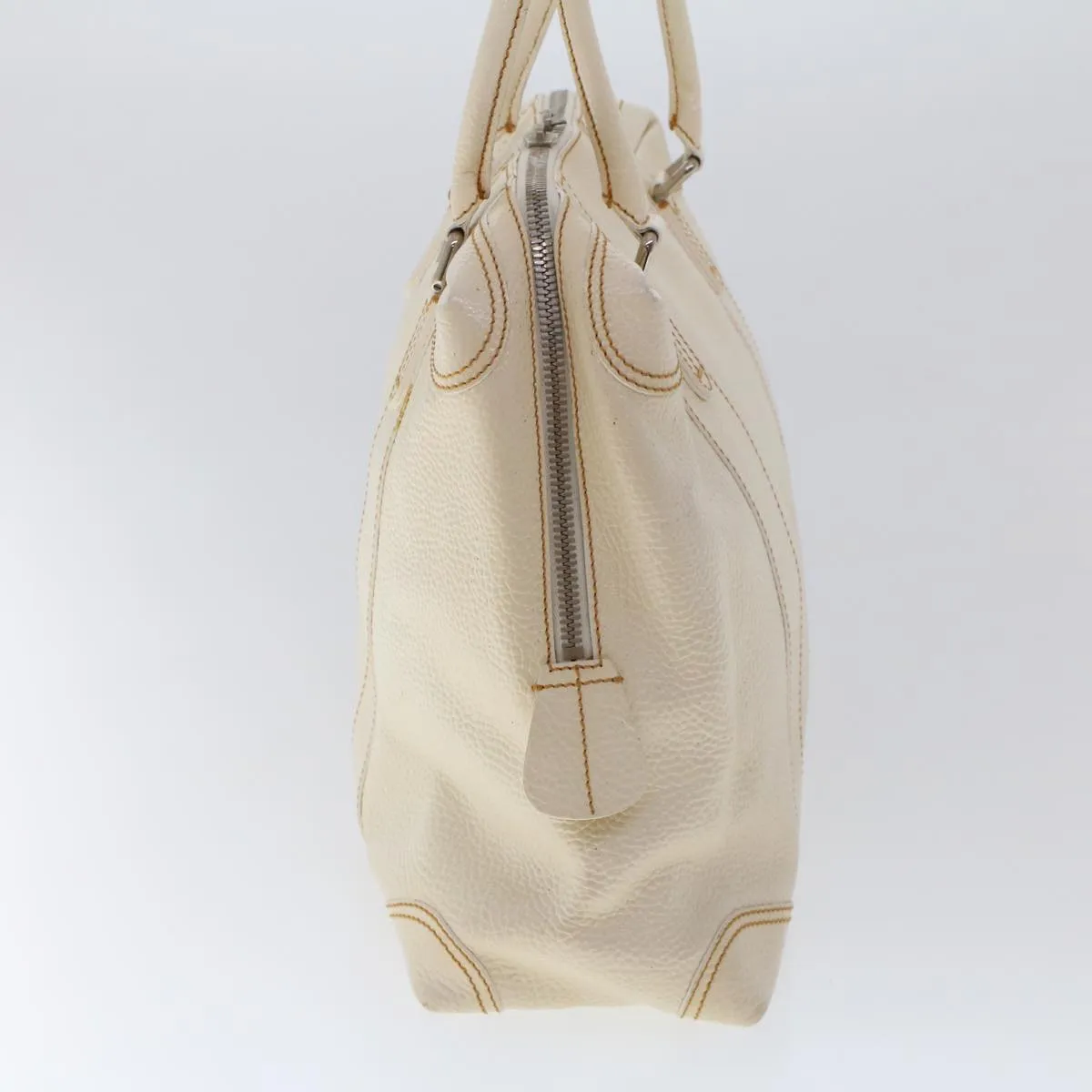 FENDI Hand Bag Boston Bag Leather 2Set Brown White  bs6797