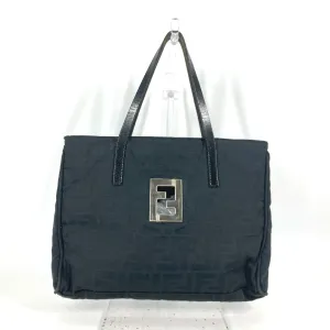 FENDI Tote Bag Nylon, Leather black vintage Zucca Women Used