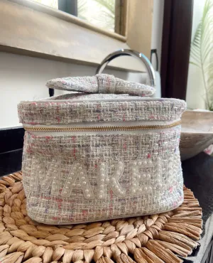FINAL SALE!! Tweed MAKEUP Bag in White
