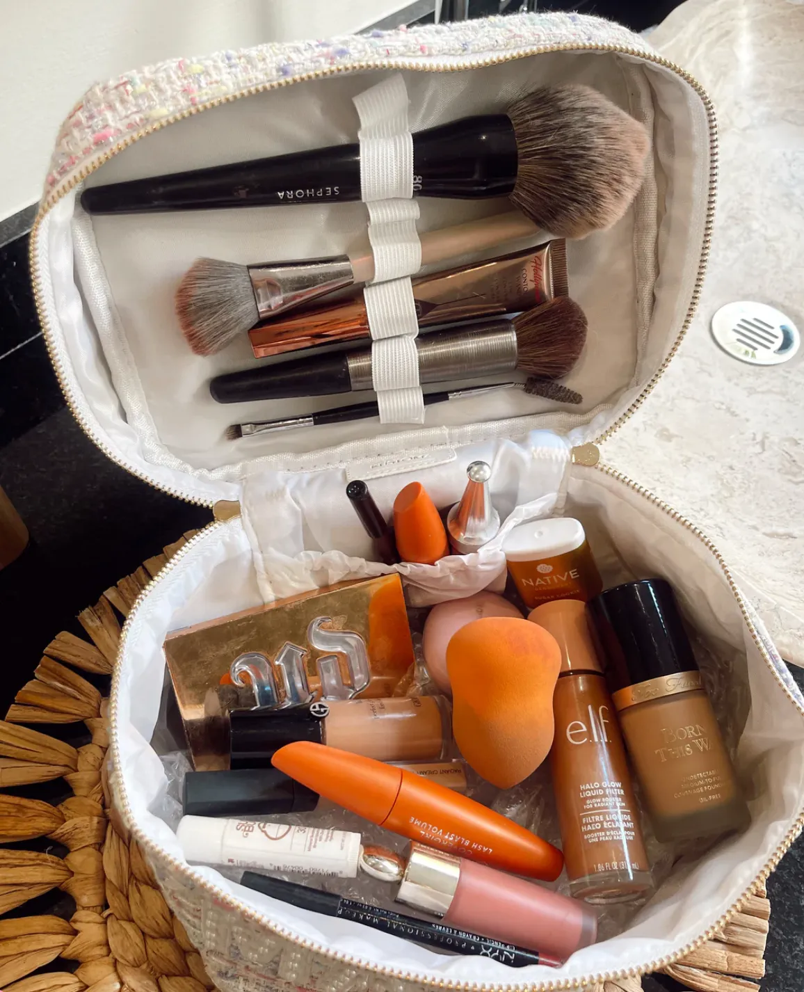 FINAL SALE!! Tweed MAKEUP Bag in White