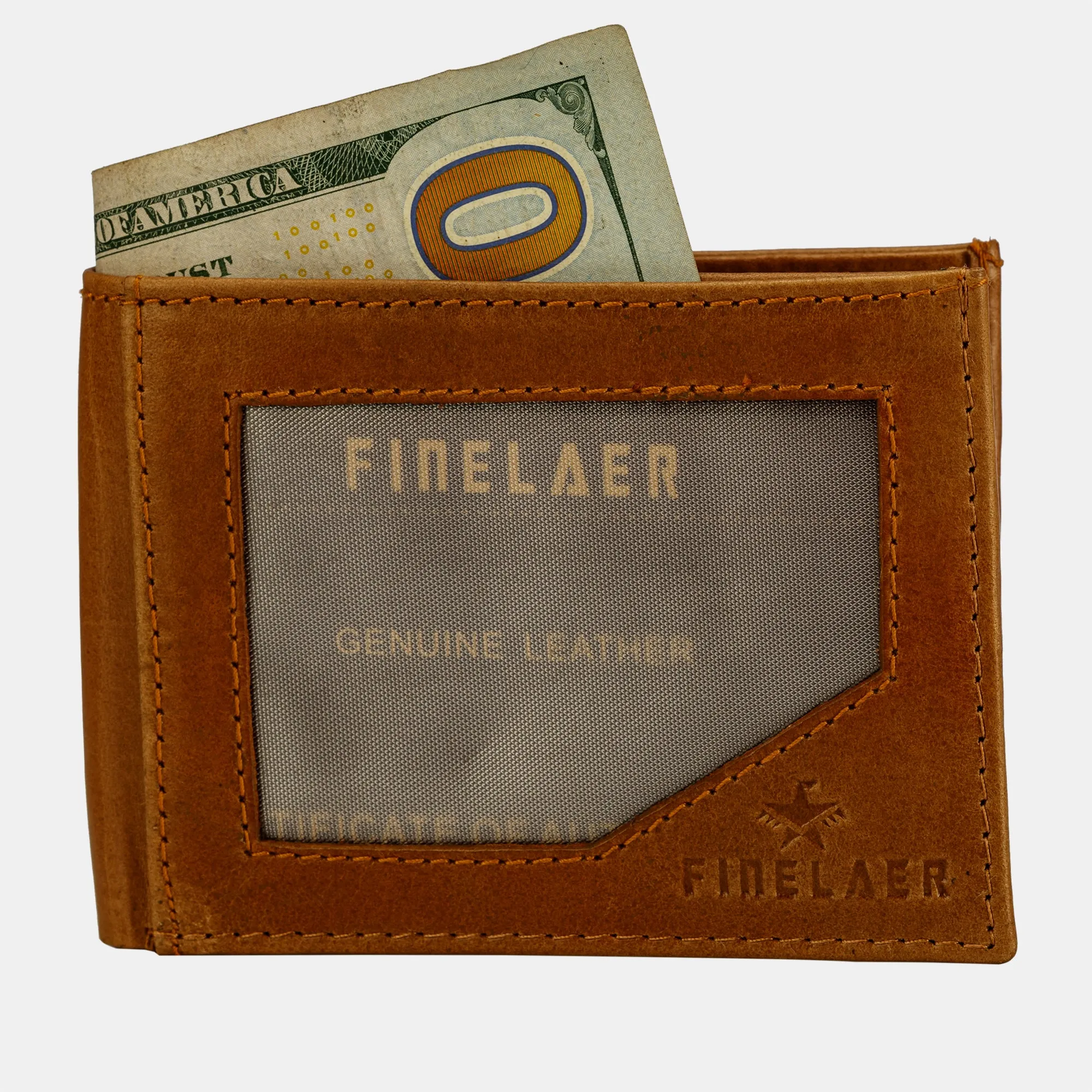 FINELAER Leather Slim Front Pocket Wallets For Men
