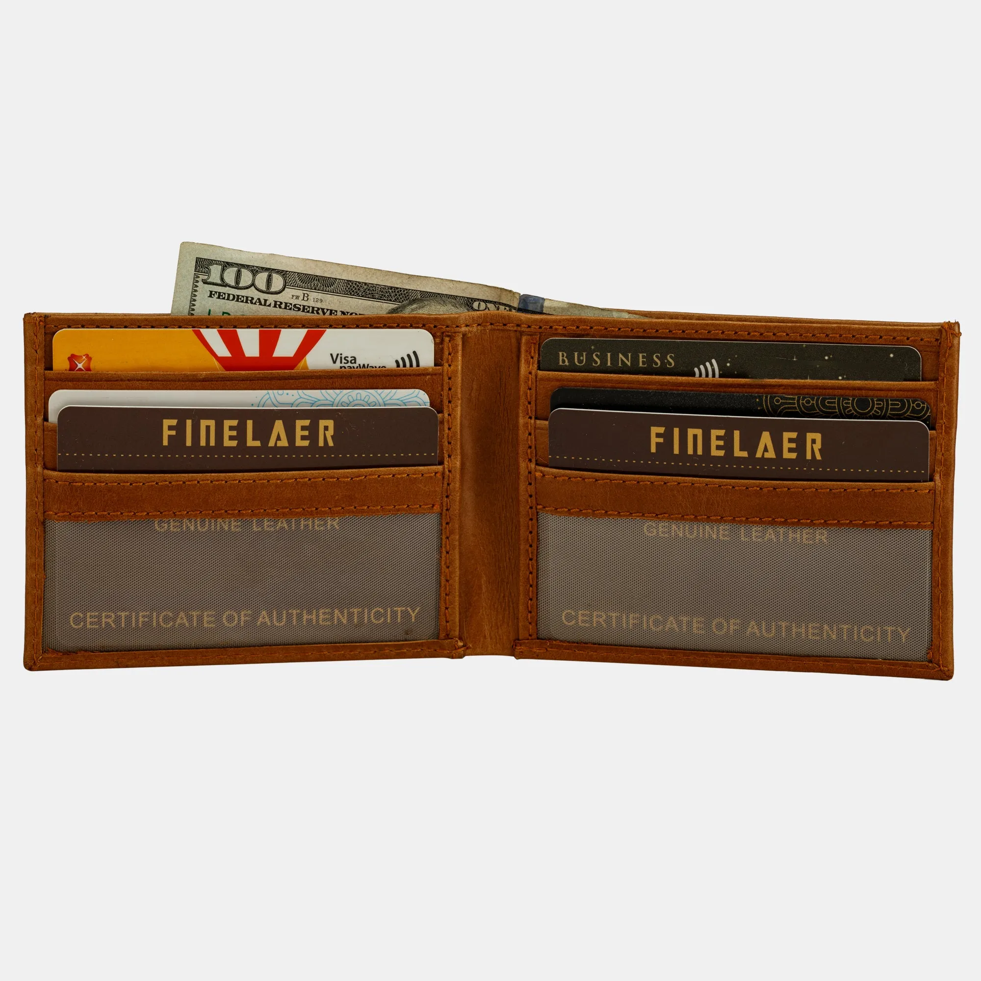 FINELAER Leather Slim Front Pocket Wallets For Men