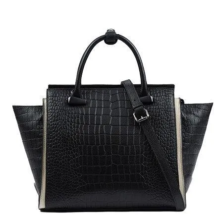 Genuine Leather Crocodile Leather Trapeze Bag