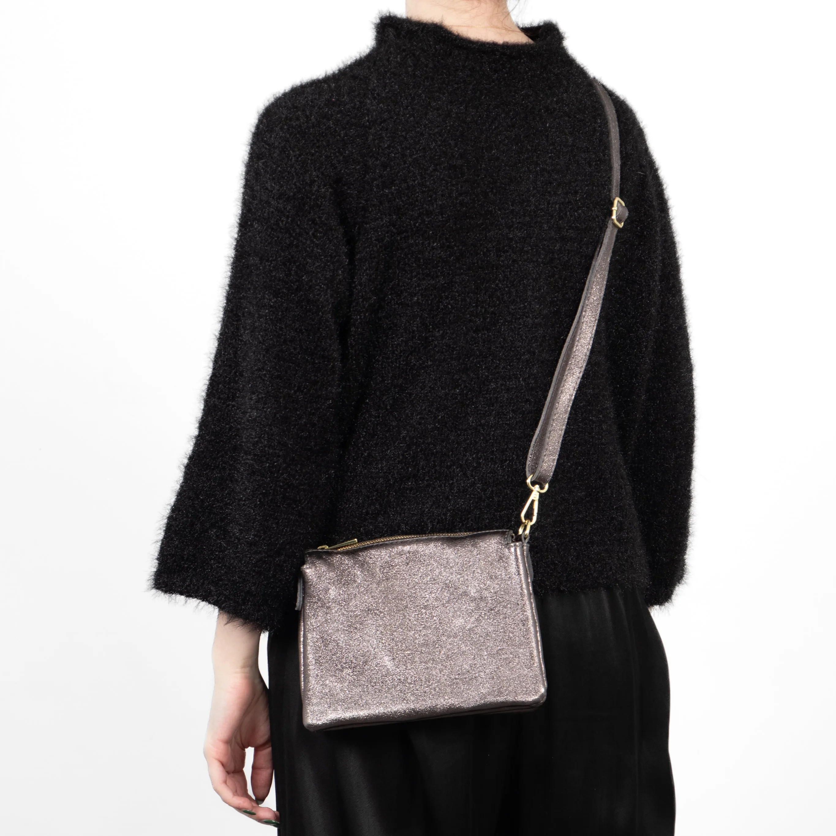 Gia Crossbody Bag - Gun Metal, Metallic