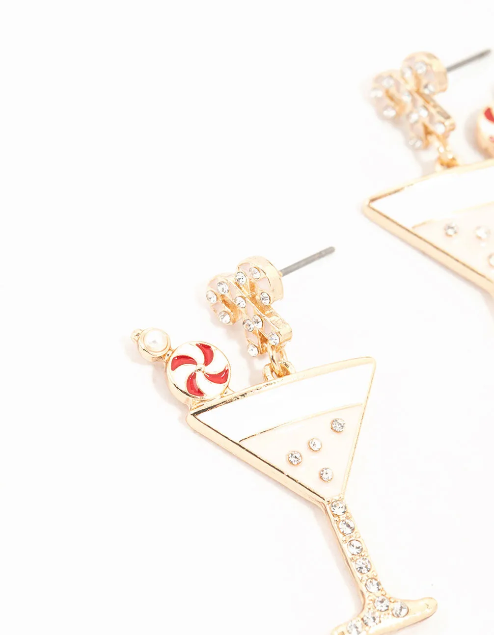 Gold Candy Cane Cocktail Earrings
