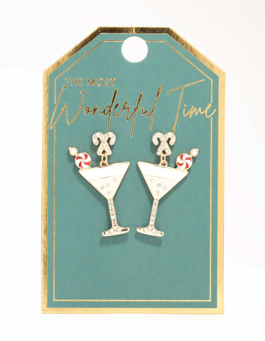 Gold Candy Cane Cocktail Earrings