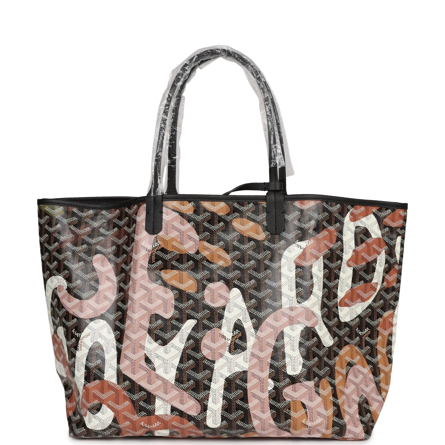Goyard Limited Edition Black and Pink Goyardine Canvas Lettres Camouflage St. Louis PM Tote Bag Palladium Hardware
