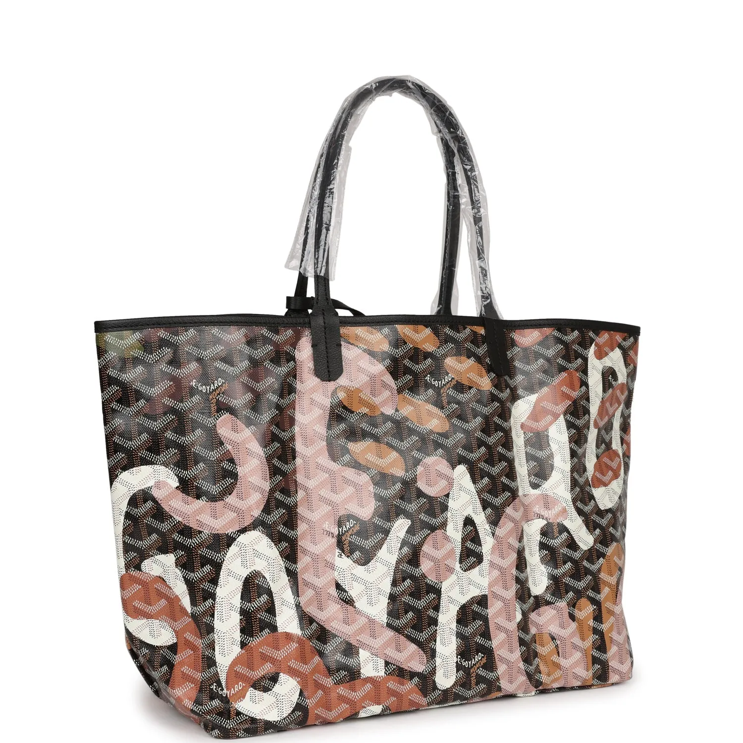 Goyard Limited Edition Black and Pink Goyardine Canvas Lettres Camouflage St. Louis PM Tote Bag Palladium Hardware
