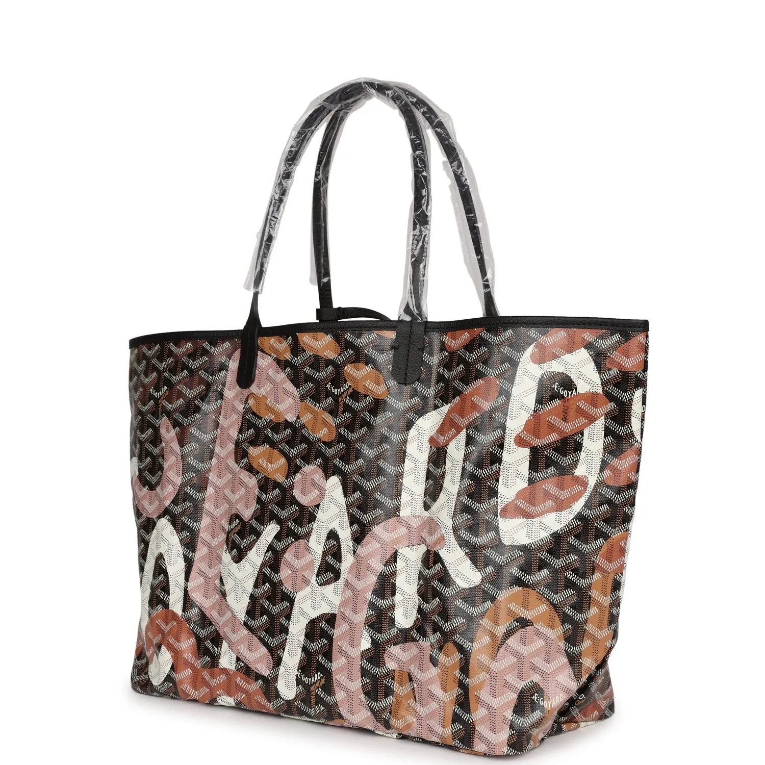Goyard Limited Edition Black and Pink Goyardine Canvas Lettres Camouflage St. Louis PM Tote Bag Palladium Hardware