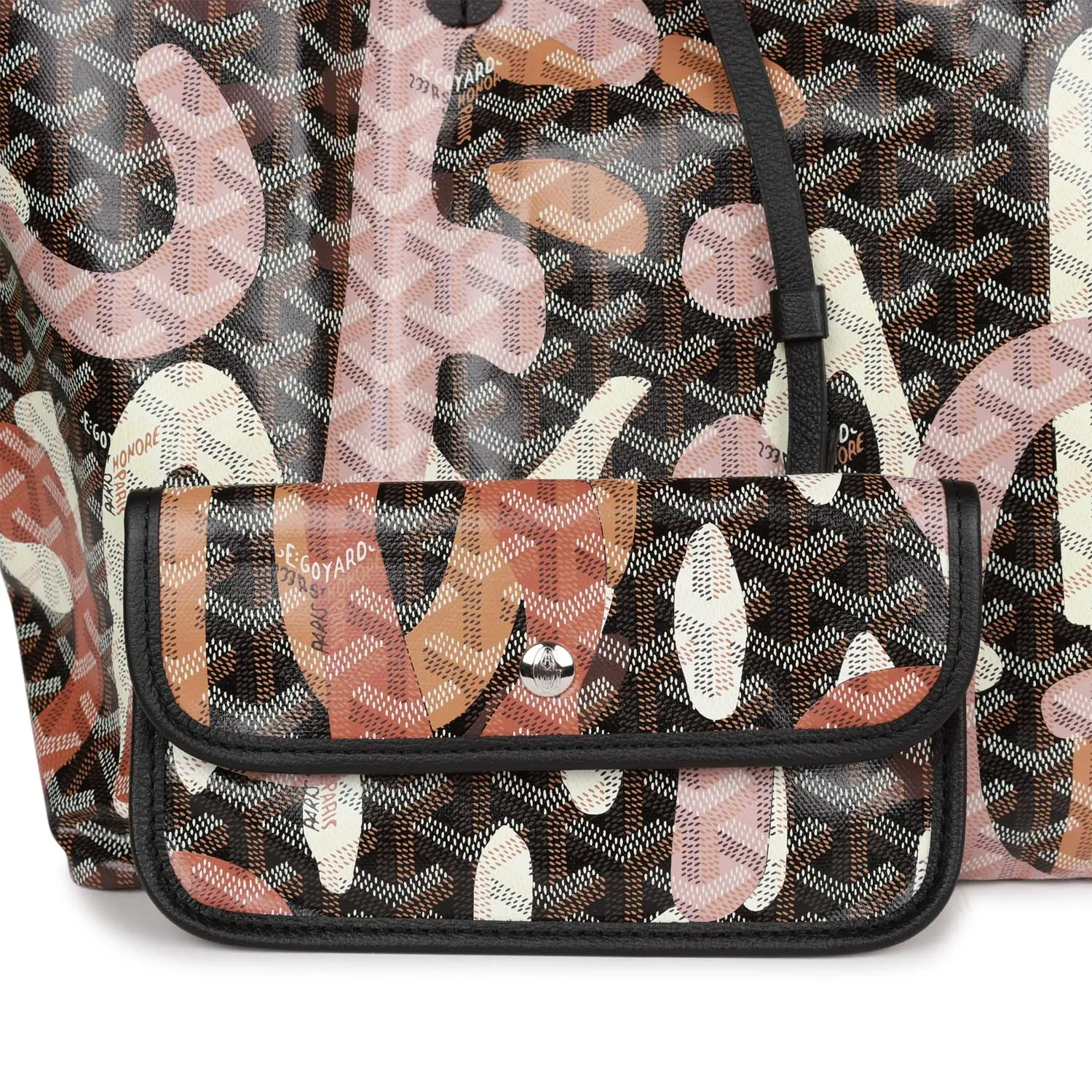 Goyard Limited Edition Black Goyardine Canvas Lettres Camouflage St. Louis PM Tote Bag Palladium Hardware