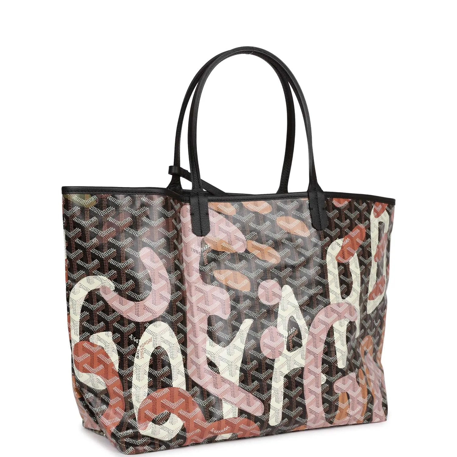 Goyard Limited Edition Black Goyardine Canvas Lettres Camouflage St. Louis PM Tote Bag Palladium Hardware