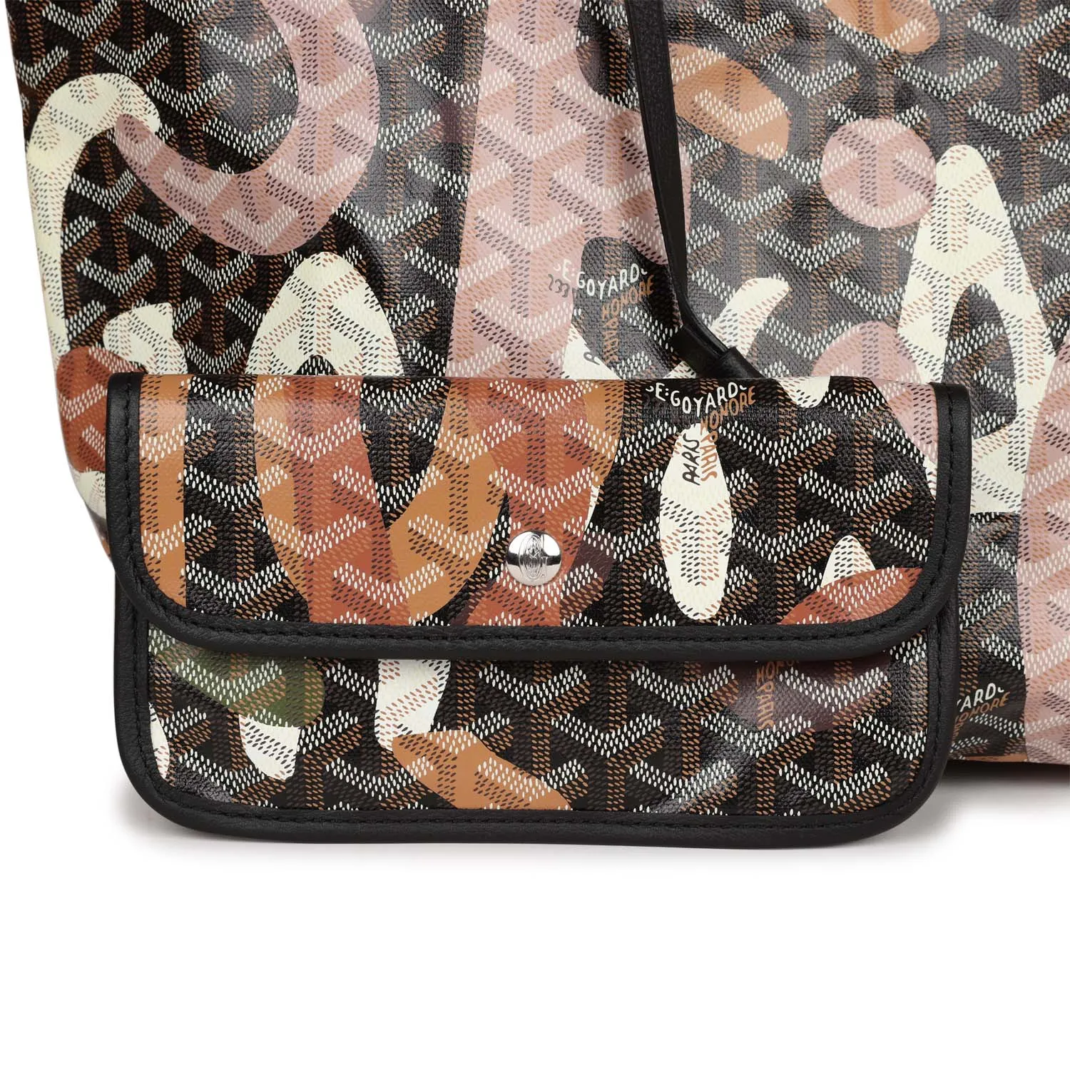 Goyard Limited Edition Black Goyardine Canvas Rose Lettres Camouflage St. Louis PM Tote Bag Palladium Hardware