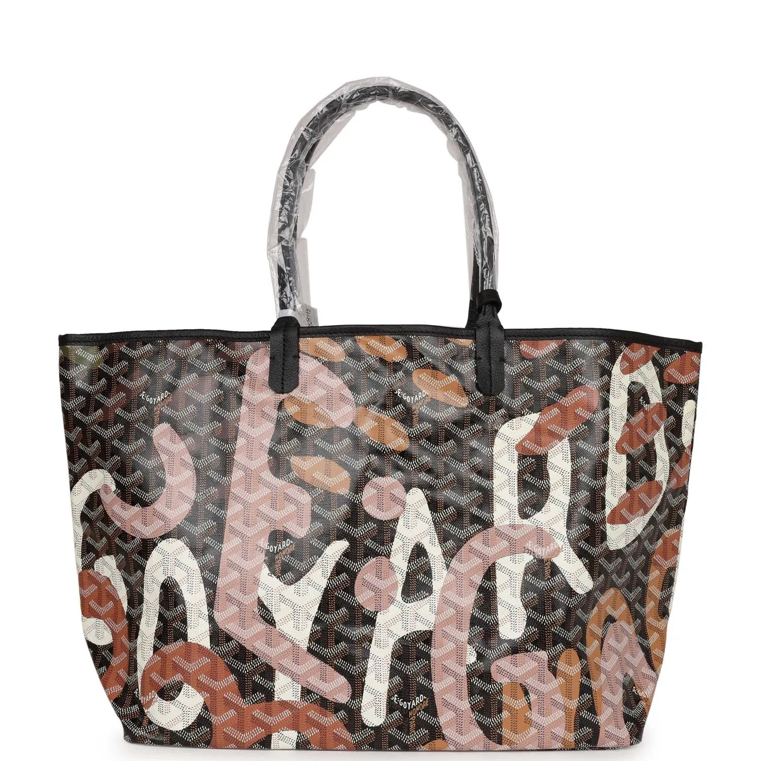 Goyard Limited Edition Black Goyardine Canvas Rose Lettres Camouflage St. Louis PM Tote Bag Palladium Hardware