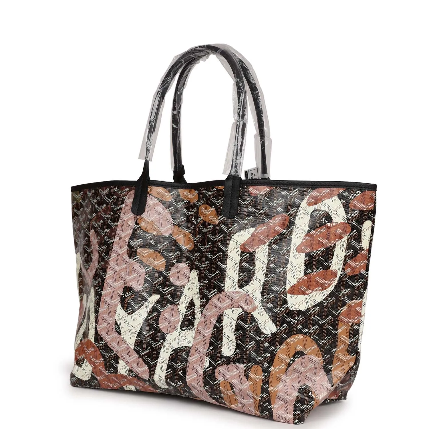 Goyard Limited Edition Black Goyardine Canvas Rose Lettres Camouflage St. Louis PM Tote Bag Palladium Hardware