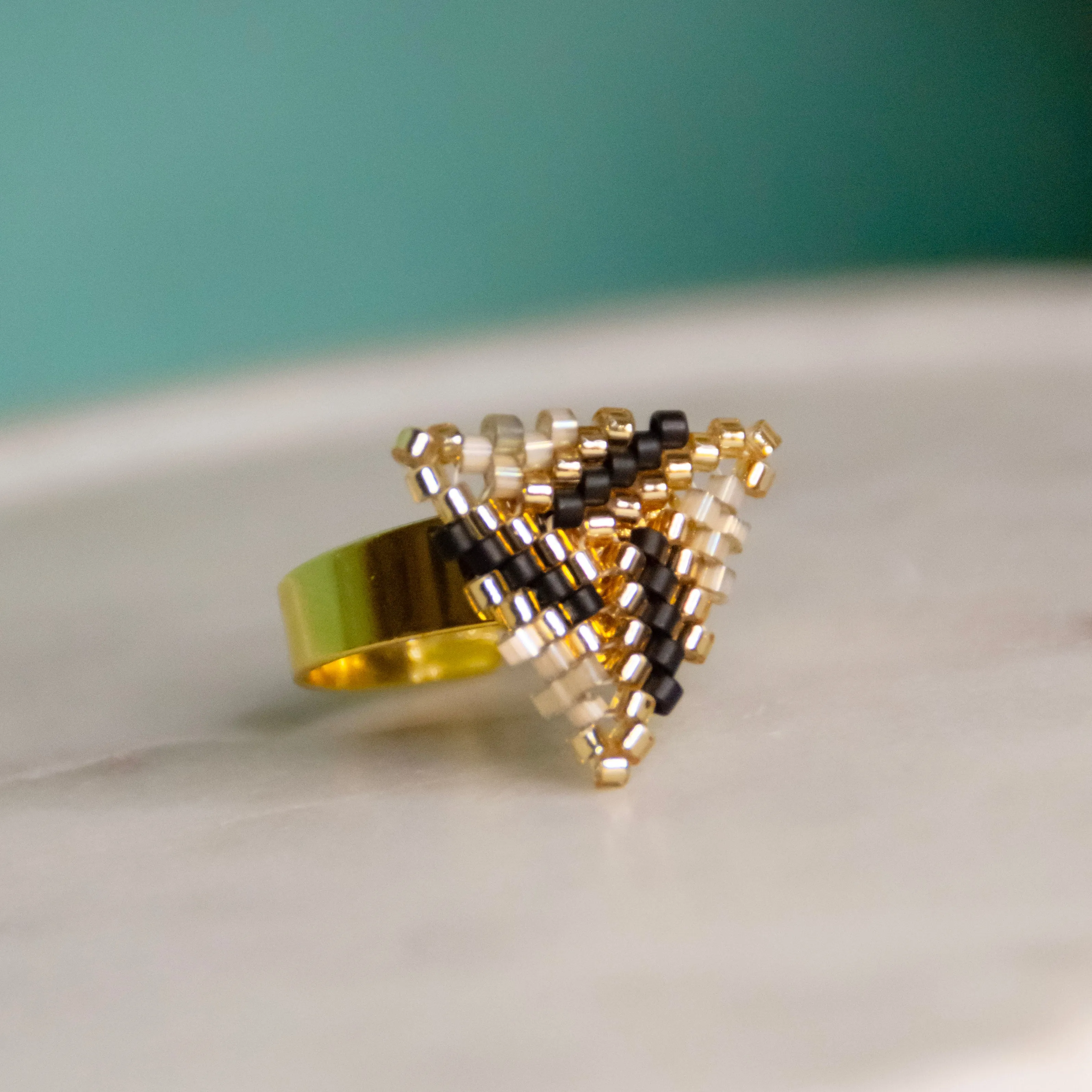 Iridescent Waves Triangle Ring