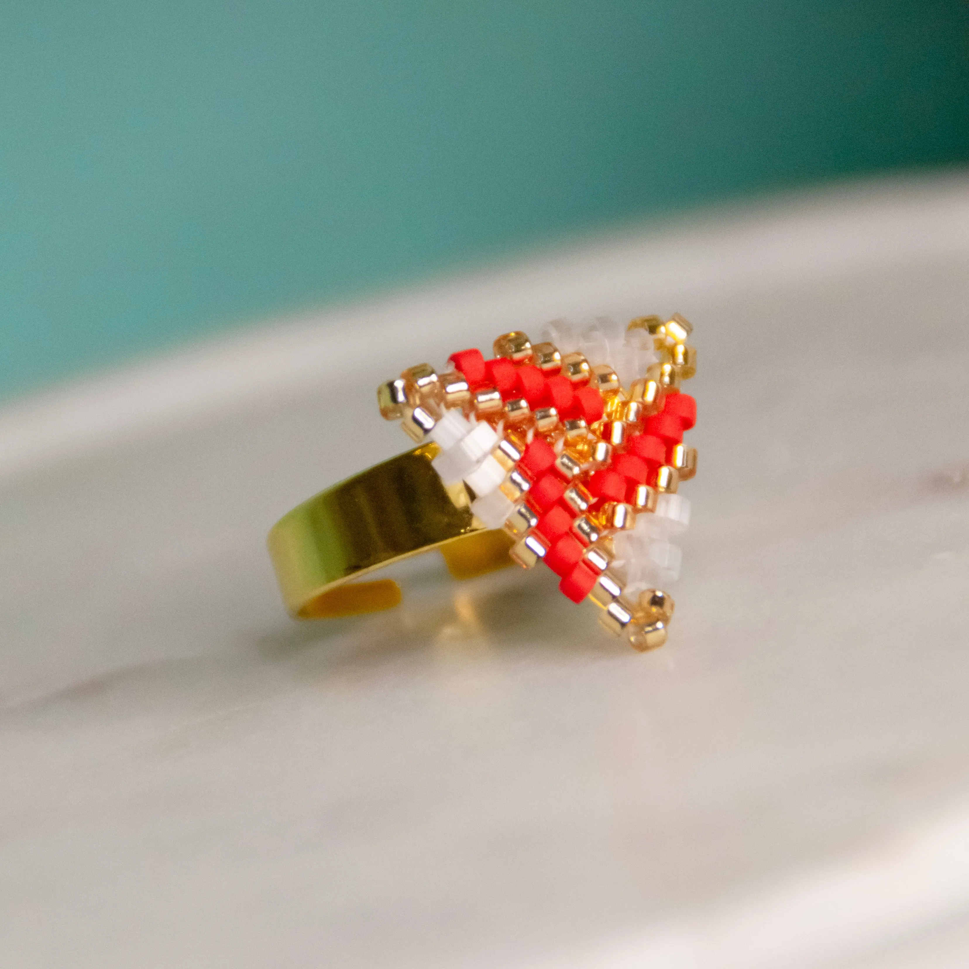 Iridescent Waves Triangle Ring
