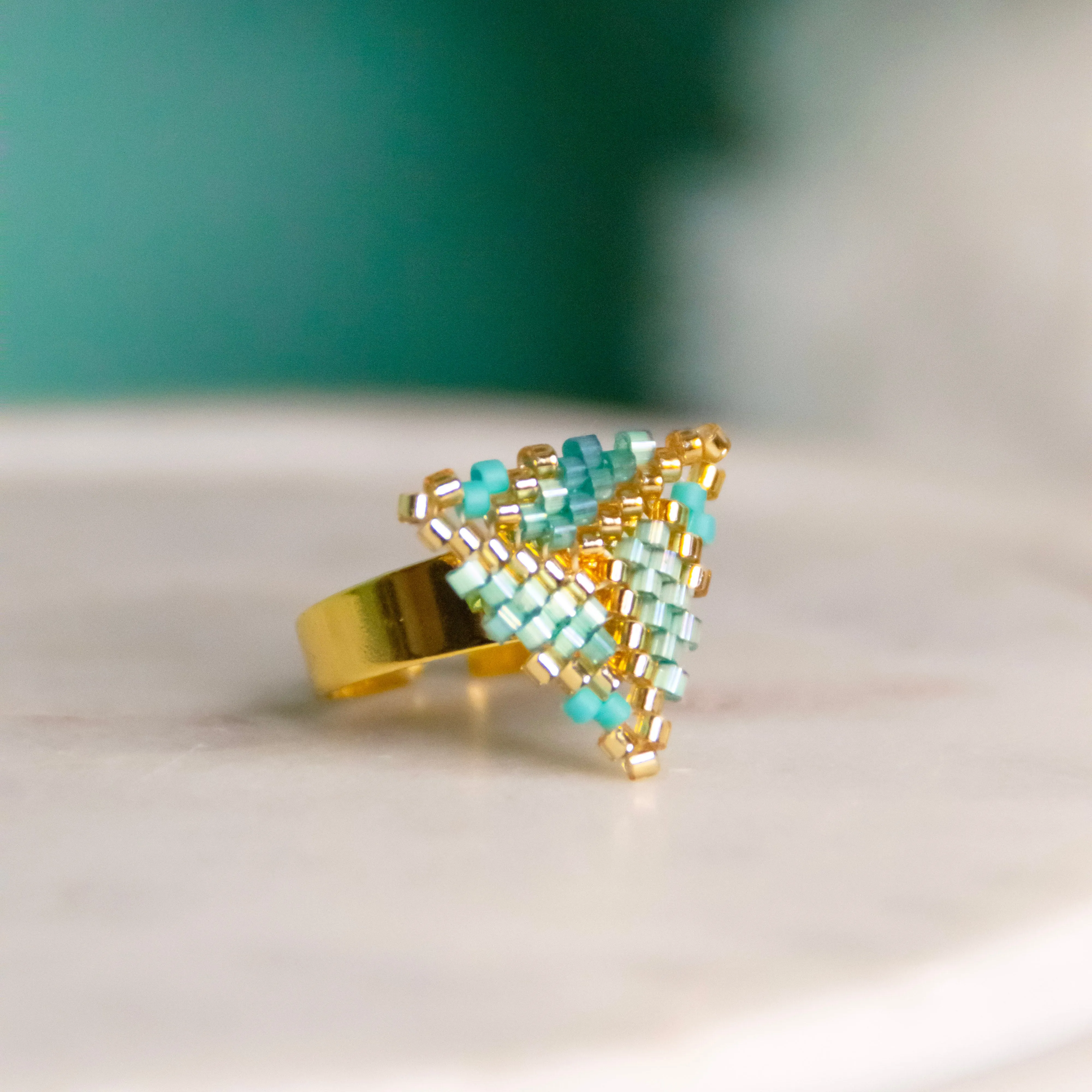 Iridescent Waves Triangle Ring