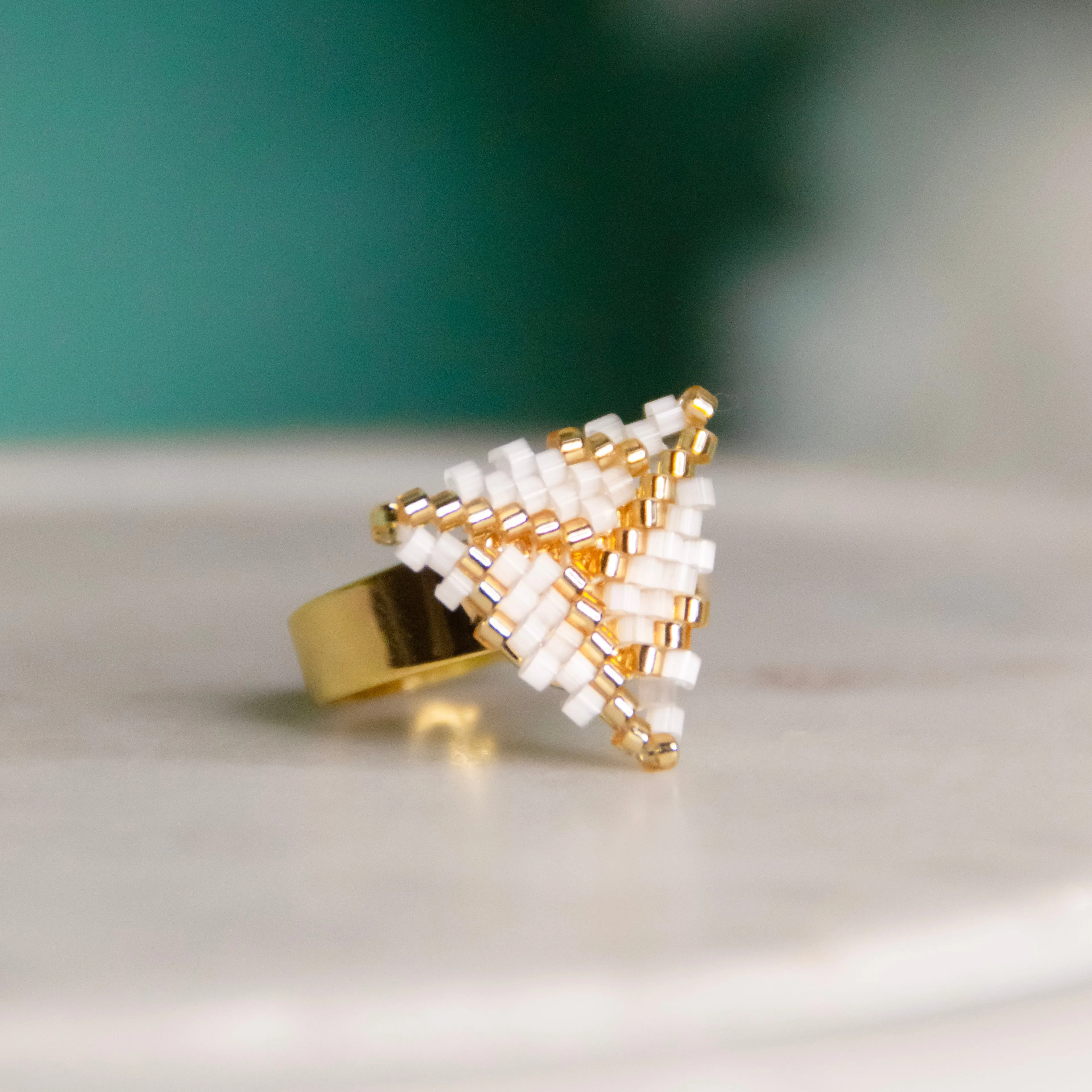 Iridescent Waves Triangle Ring