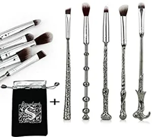 JORCEDI 5 Piece Makeup Brushes ,For Harry Potter Fans Metal Wizard Wand Set Kit with Gift Bag, Perfect for Eyeshadow Palette, Foundation, Eyebrows and Powder use