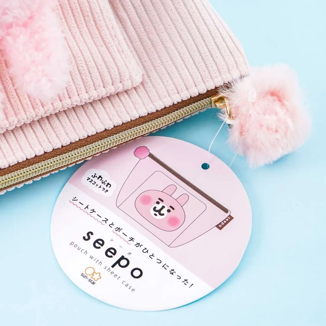 Kanahei Usagi Corduroy Cosmetic Pouch With Tissue Case